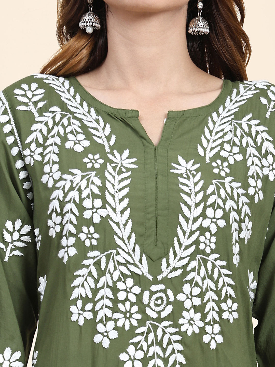 HOUSE OF KARI Floral Embroidered Thread Work Pure Cotton Kurta with Trousers - Distacart