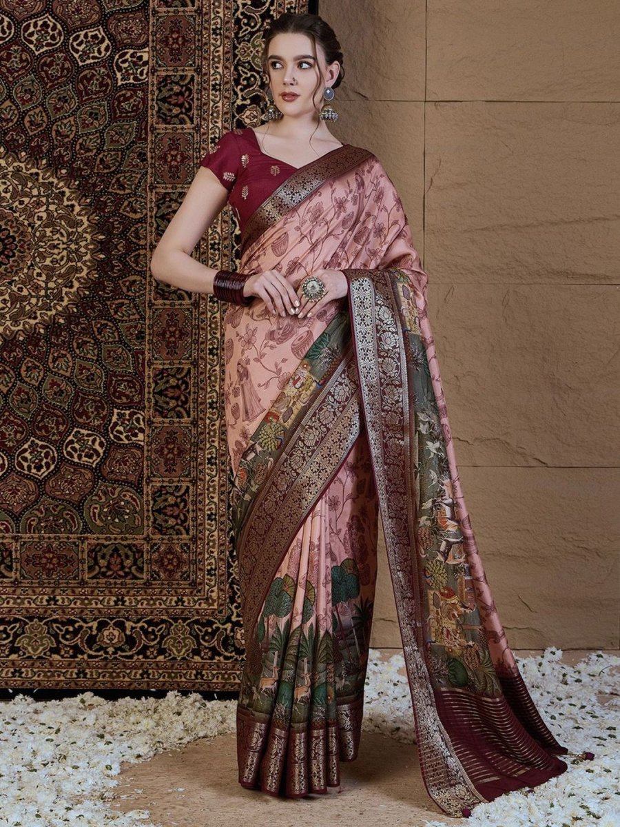 Anouk Kalamkari Zari Silk Blend Saree - Distacart