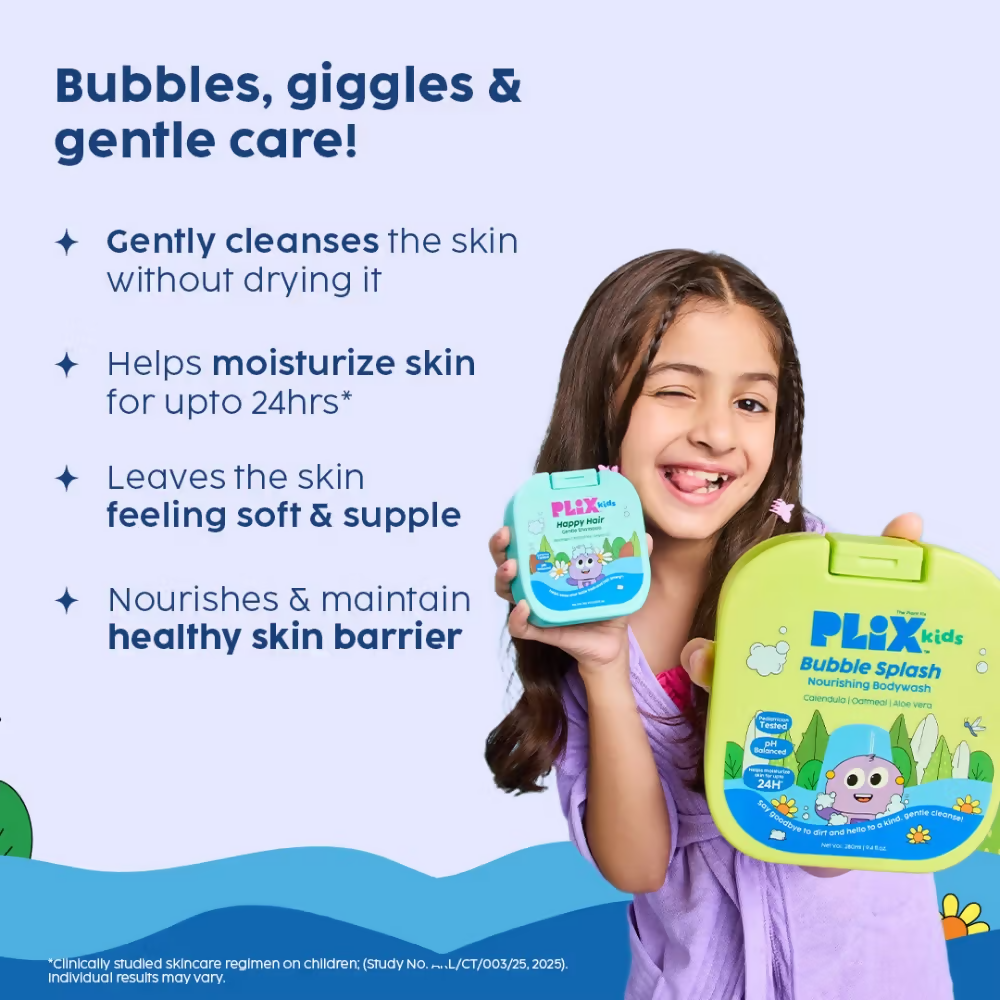PLIX The Plant Fix Kids Happy Hair Gentle Shampoo & Bubble Splash Body Wash - Distacart