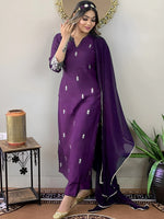 Thumbnail for Kalini Floral Embroidered Thread Work Kurta With Trousers & Dupatta - Distacart