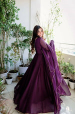 Thumbnail for Aastha Fashion Women's Wine Faux Georgette Sequins Embroidered Anarkali Dress with Dupatta - Distacart