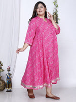 Thumbnail for Swasti Plus Size Ethnic Motifs Printed A-Line Midi Ethnic Dress