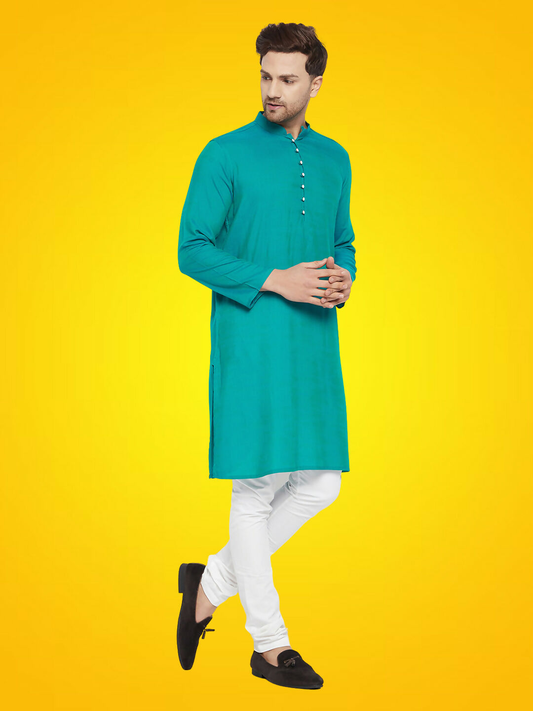 Even Apparels Men's Rayon Green Self Design Kurta - Distacart