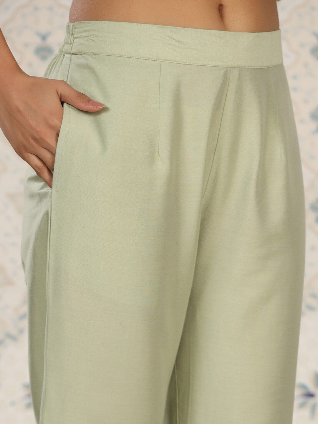 Ode by House of Pataudi Yoke Design Embroidered Kurta with Trousers - Distacart