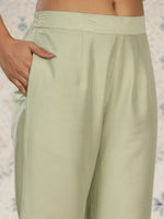 Thumbnail for Ode by House of Pataudi Yoke Design Embroidered Kurta with Trousers - Distacart