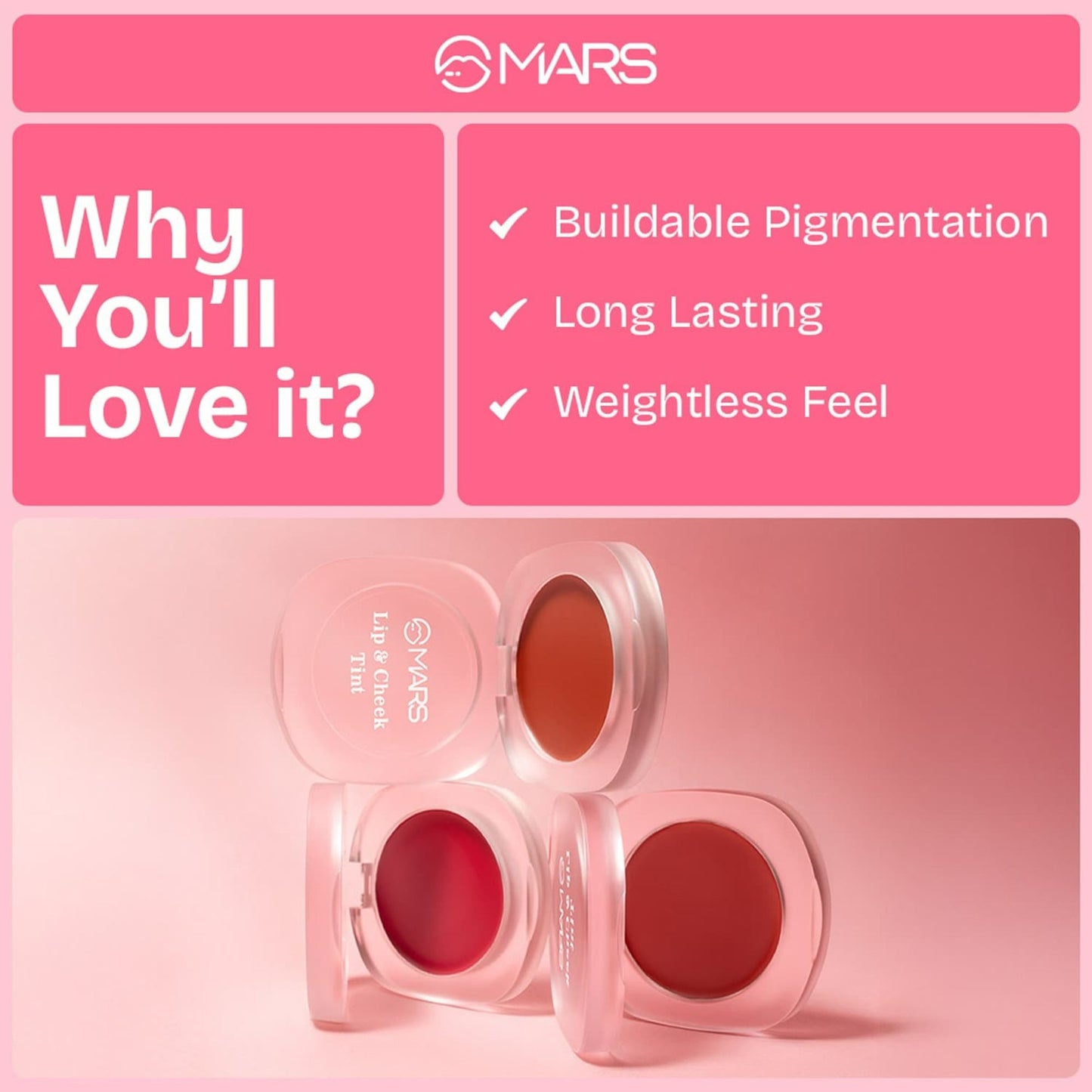 MARS Cosmetics Lip & Cheek Tint for Bold Pop Color - 04-Ruby Red - Distacart