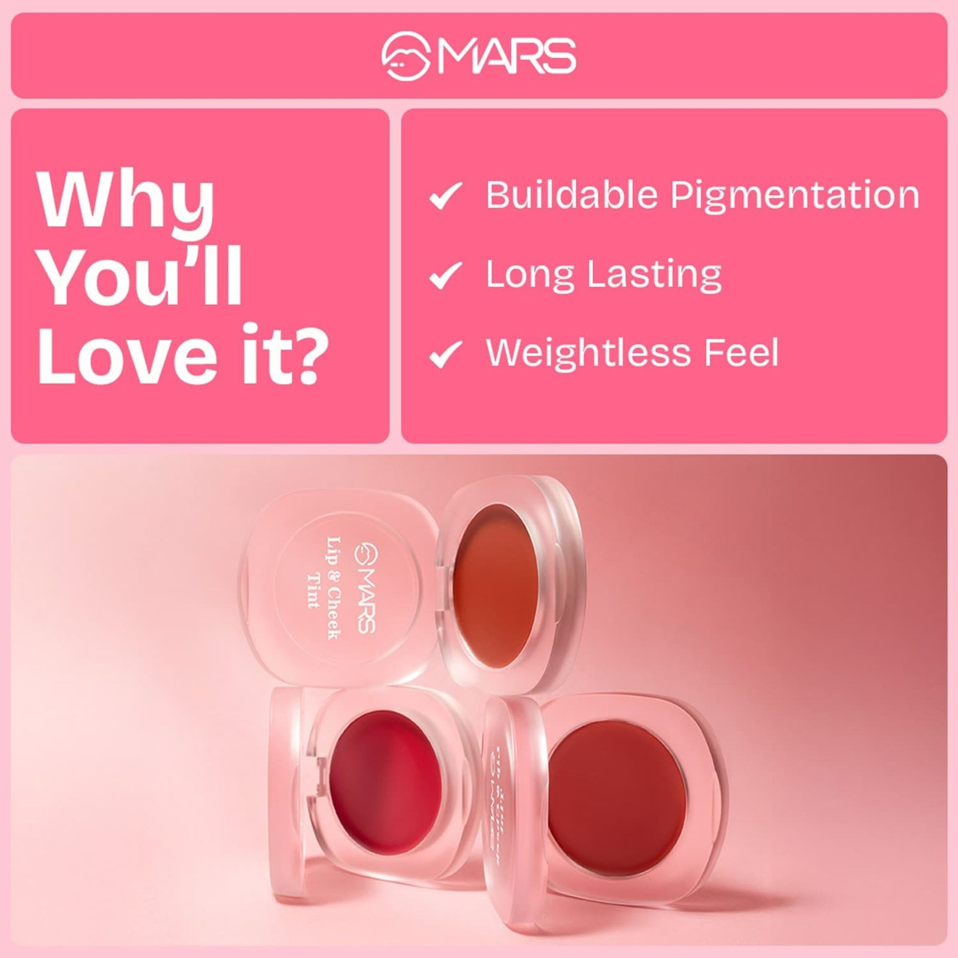 MARS Cosmetics Lip & Cheek Tint for Bold Pop Color - 05-Pastel Pink - Distacart