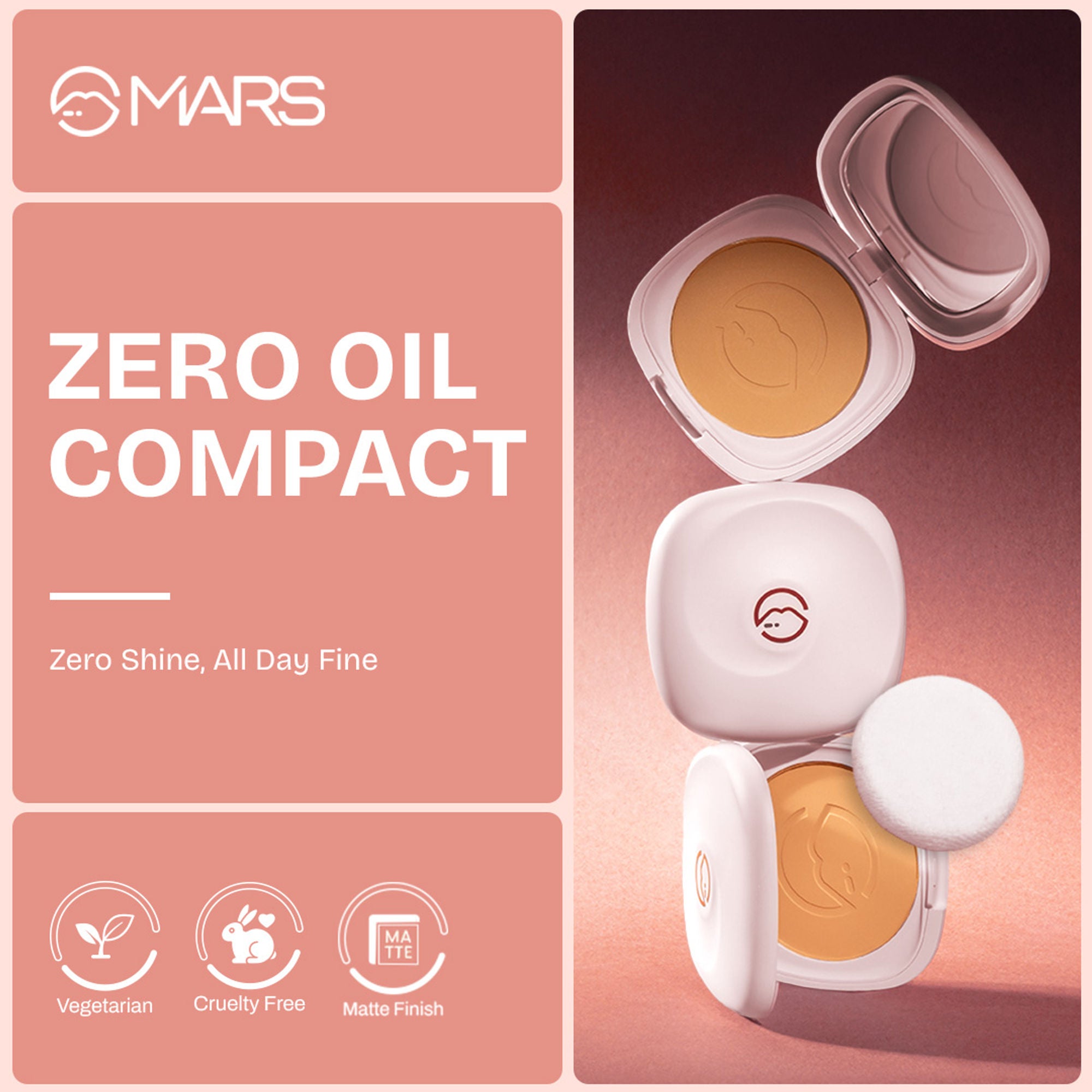 MARS Cosmetics Zero Oil Compact Powder - 08-Roasted Almond