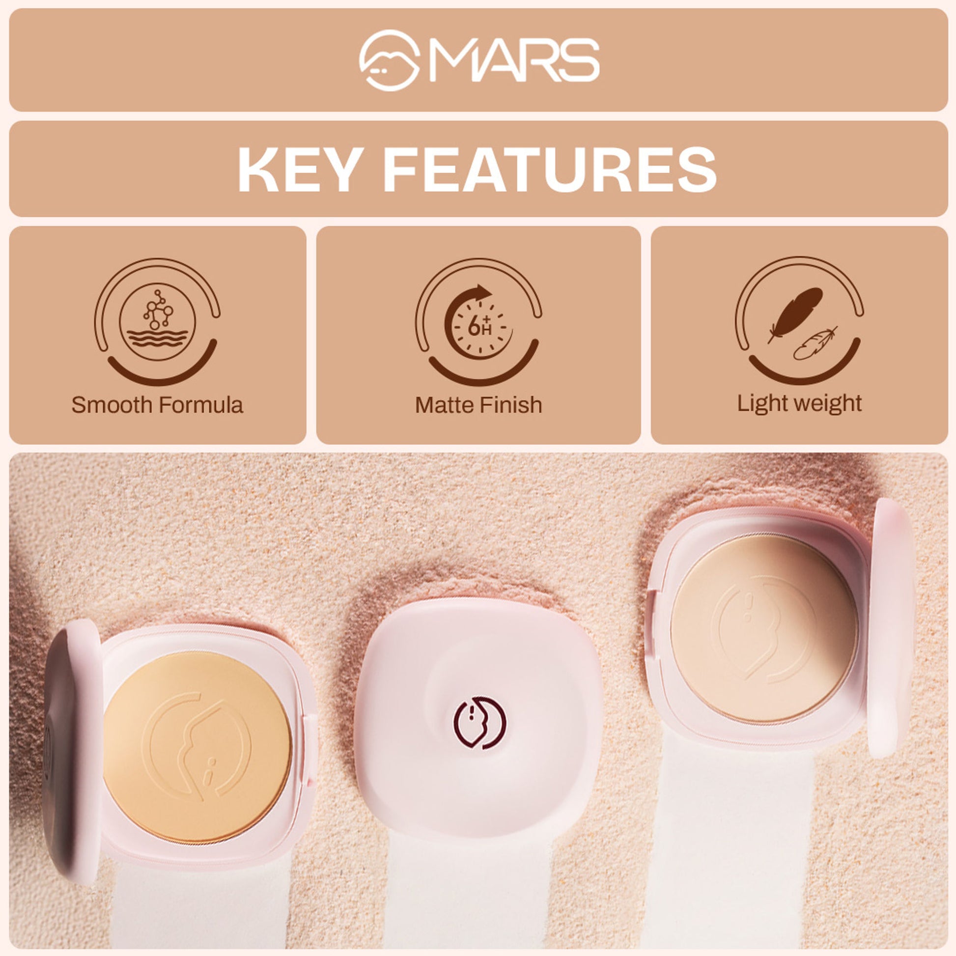MARS Cosmetics Zero Oil Compact Powder - 08-Roasted Almond - Distacart