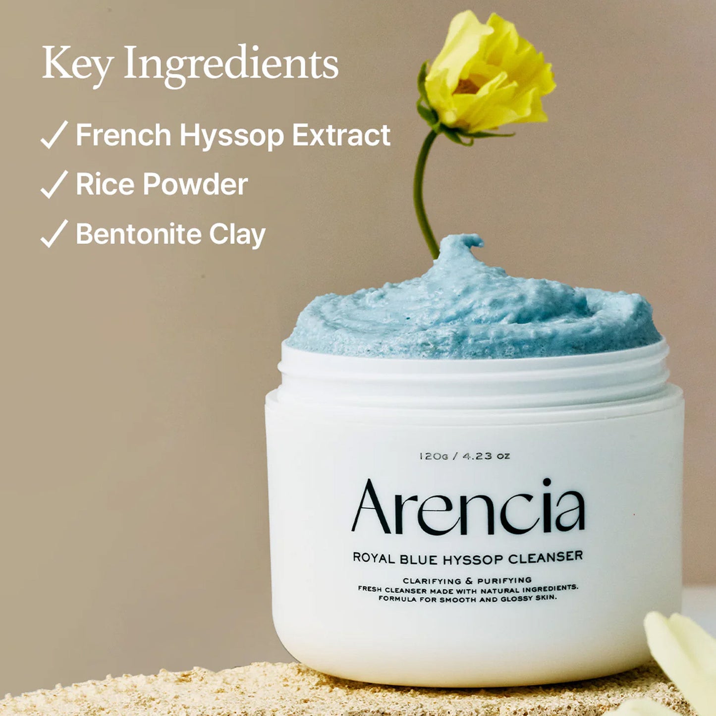 Arencia Fresh Blue Hyssop Rice Mochi Cleanser - Gentle Exfoliating Pore Care Korean Double Cleanser - Distacart