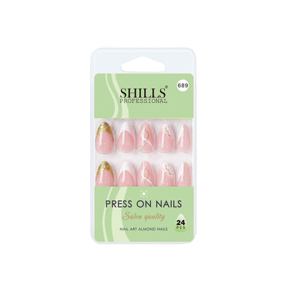 shills professional reusable press on nails almond spn689