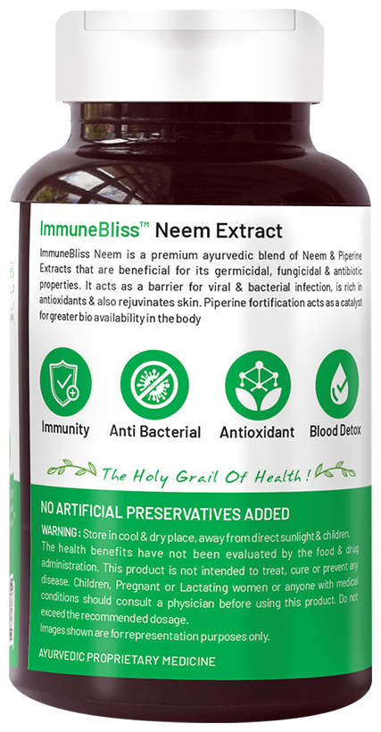 bliss welness immune health neem biopiperine veg tablet