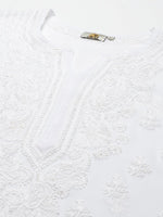 Thumbnail for ADA Women White Ethnic Motifs Embroidered Regular Chikankari Handloom Kurta with Trousers - Distacart