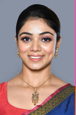 Thumbnail for Joban Fashion Women Golden Ruby Green Pendant Set With Earrings - Distacart