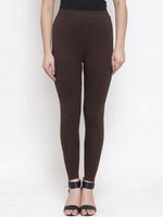 Thumbnail for TAG 7 Women Brown Solid Ankle-Length Leggings - Distacart