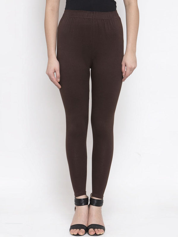 TAG 7 Women Brown Solid Ankle-Length Leggings - Distacart