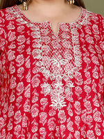 Thumbnail for Swasti Plus Size Floral Printed Three-Quarter Sleeves Cotton Ethnic Dress