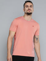 Thumbnail for Alcis Men Dusty Pink Solid Slim Fit Gym T-shirt - Distacart