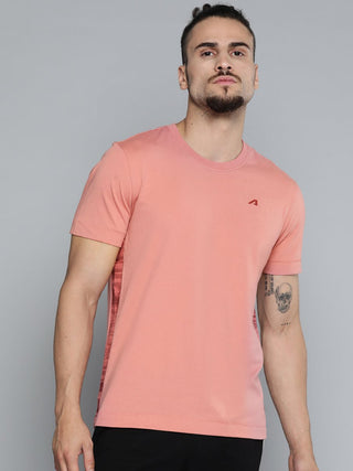 Alcis Men Dusty Pink Solid Slim Fit Gym T-shirt - Distacart