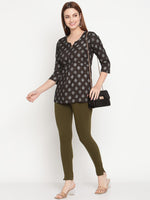 Thumbnail for TAG 7 Women Pack Of 2 Olive and Pink Solid Comfort Fit Ankle-Length Leggings - Distacart