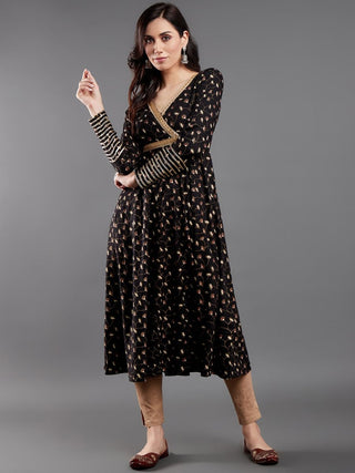 Aks Floral Printed Angrakha A-Line Kurta - Distacart