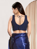 Thumbnail for Joban Fashion Navy Blue Sequin Padded Blouse With V Neck Sleeveless - Distacart