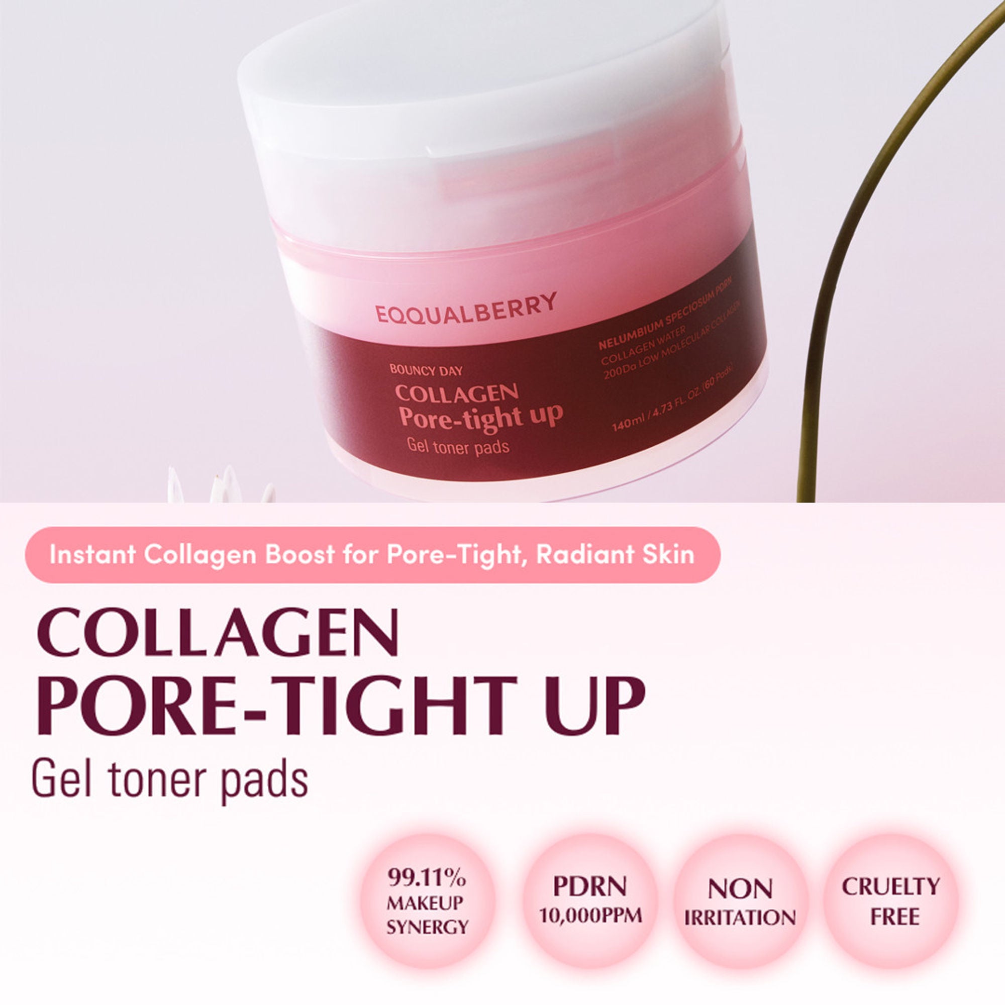 Eqqualberry Collagen Pore Tight-Up Gel Toner Pads – Hydrates & Refines Pores - Distacart