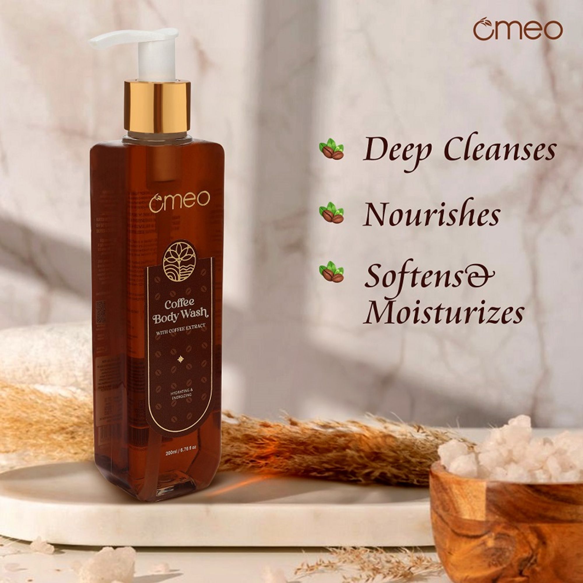 Omeo Coffee Body Wash - Gentle Cleansing, Soft Nourshing Body Wash - Dista