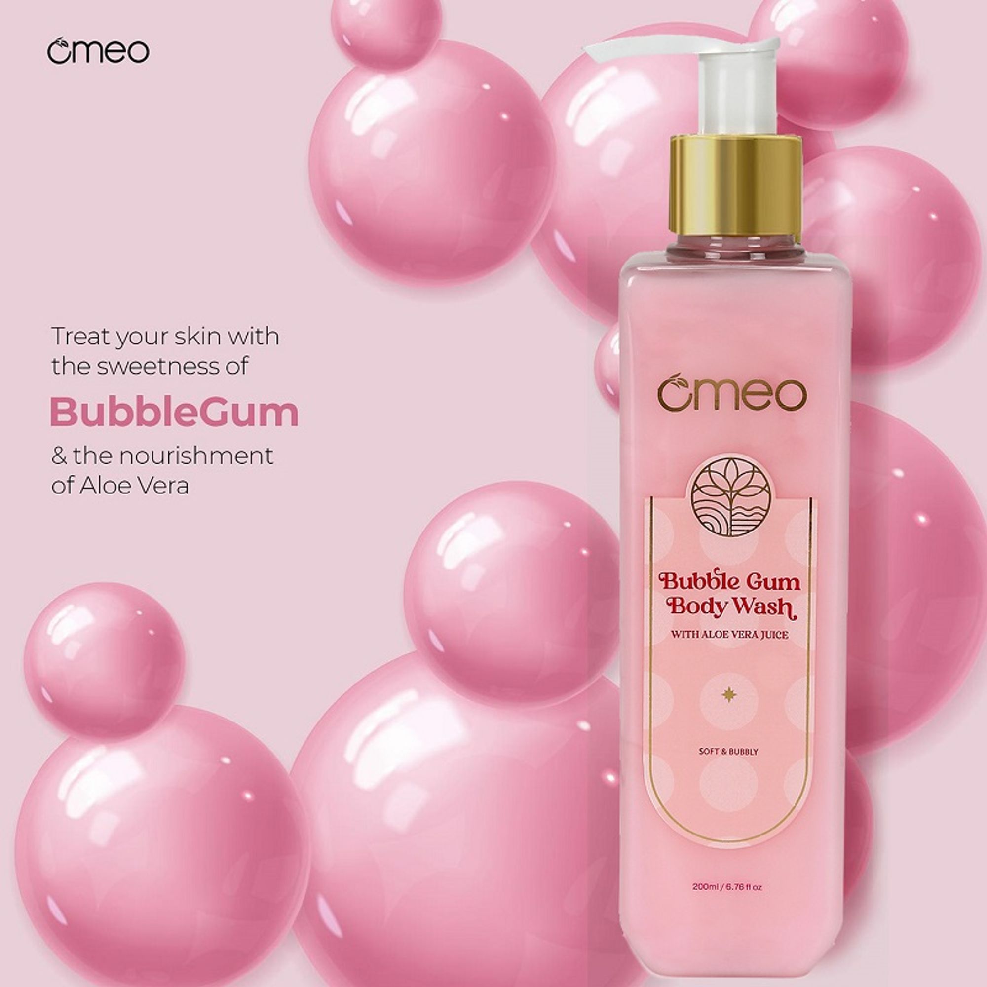 Omeo Bubble Gum Body Wash - Gentle Cleansing, Soft Nourshing Body Wash - Dista