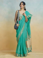 Thumbnail for Mitera Zari Pure Cotton Chanderi Saree
