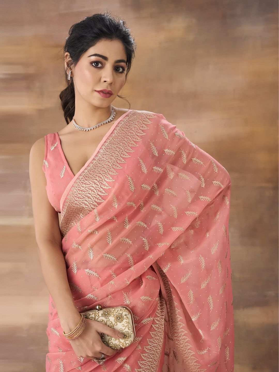 kasee Floral Embroidered Saree With Blouse Piece - Distacart