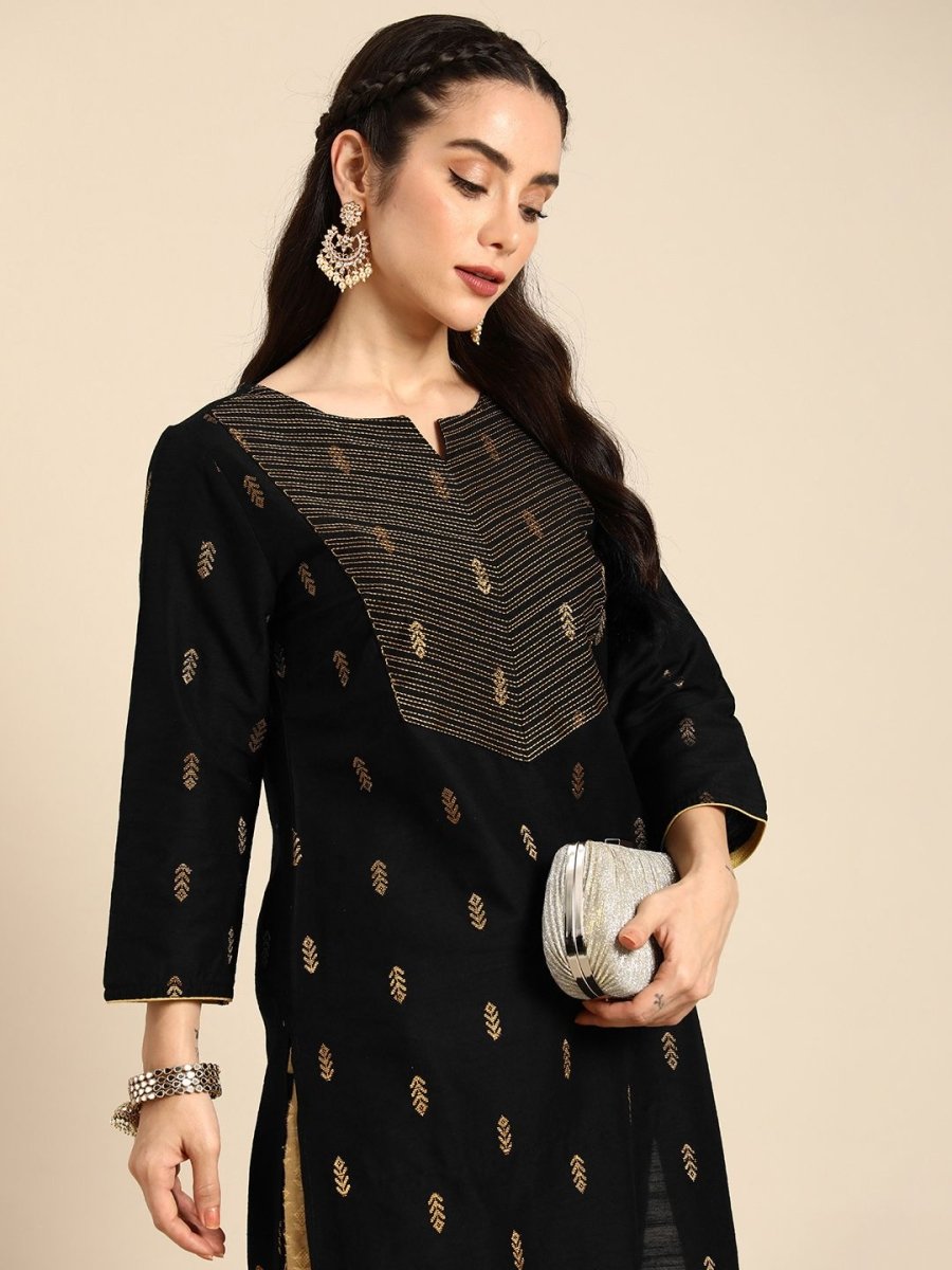 Anouk Ethnic Motifs Kantha Work Dobby Kurta - Distacart