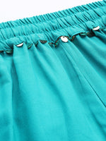 Thumbnail for TAG 7 Women Turquoise Blue Solid Flared Palazzos