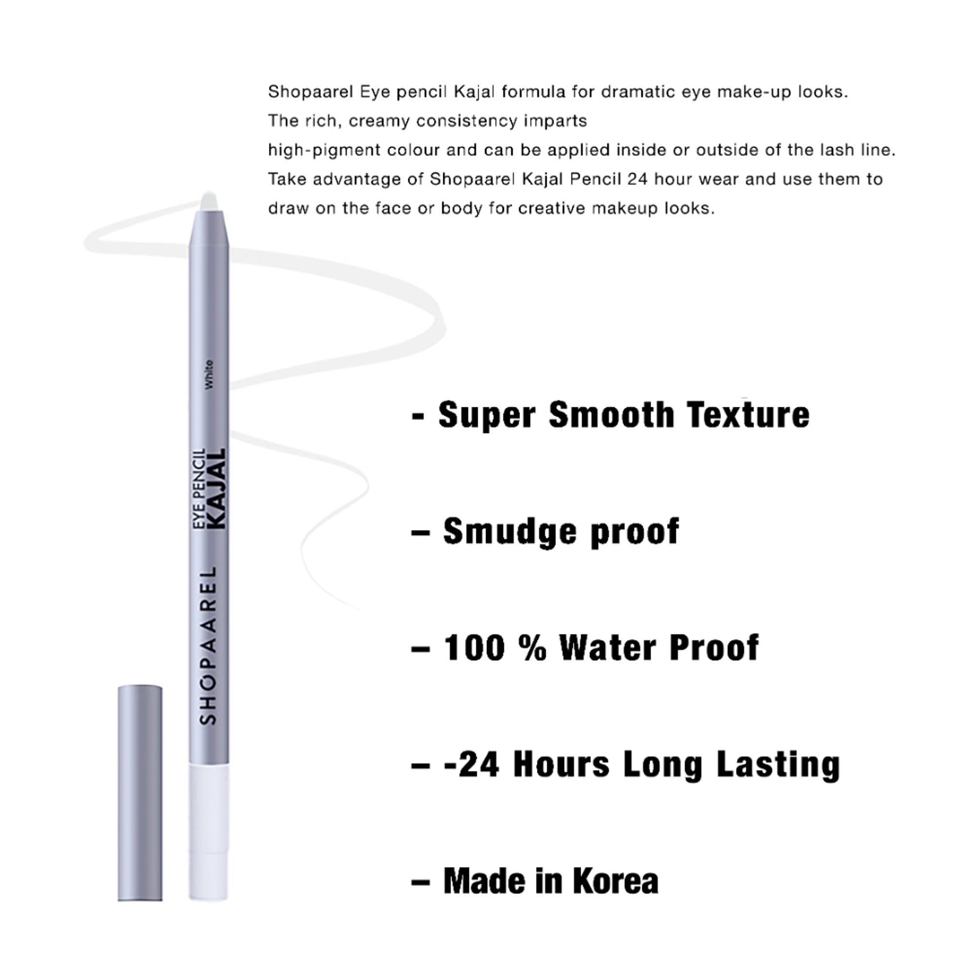 Shopaarel Eye Kajal Pencil - White - Distacart
