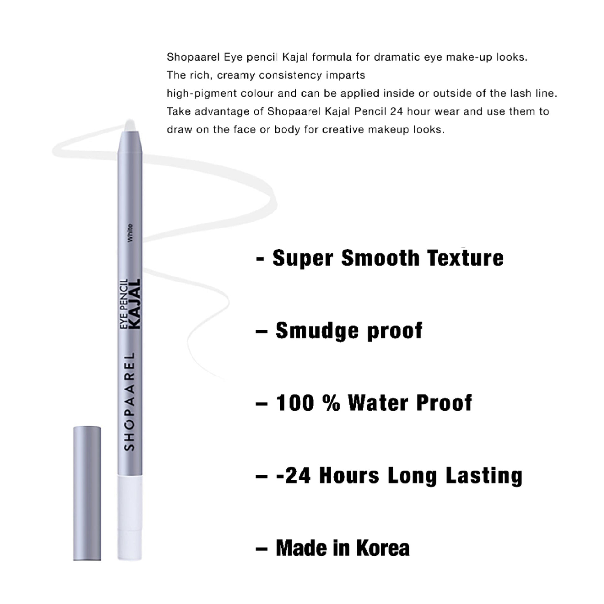 Shopaarel Eye Kajal Pencil - White - Distacart