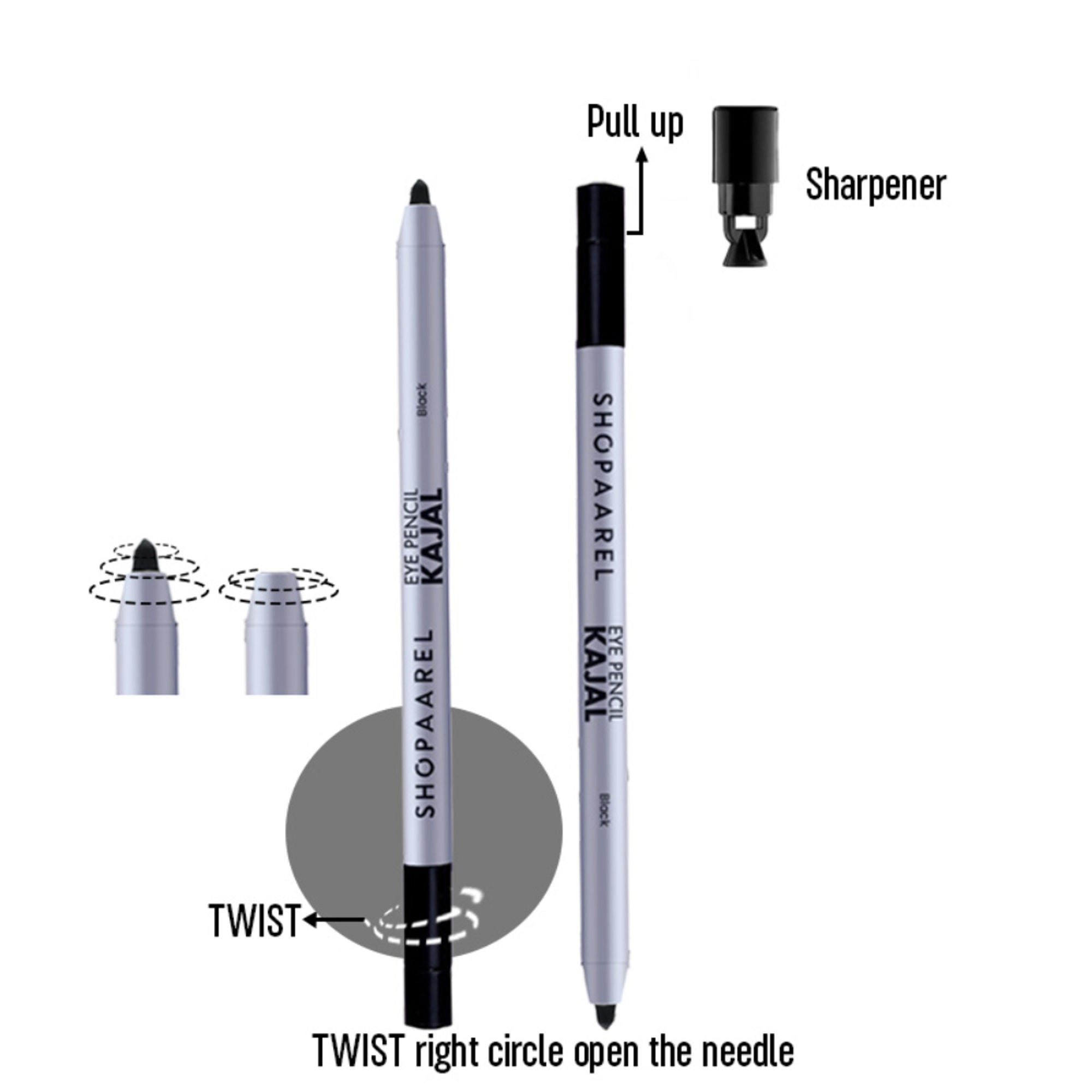 Shopaarel Eye Kajal Pencil - Black - Distacart
