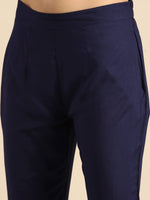 Thumbnail for All About You Women Navy Blue Embroidered Kurta with Trousers - Distacart