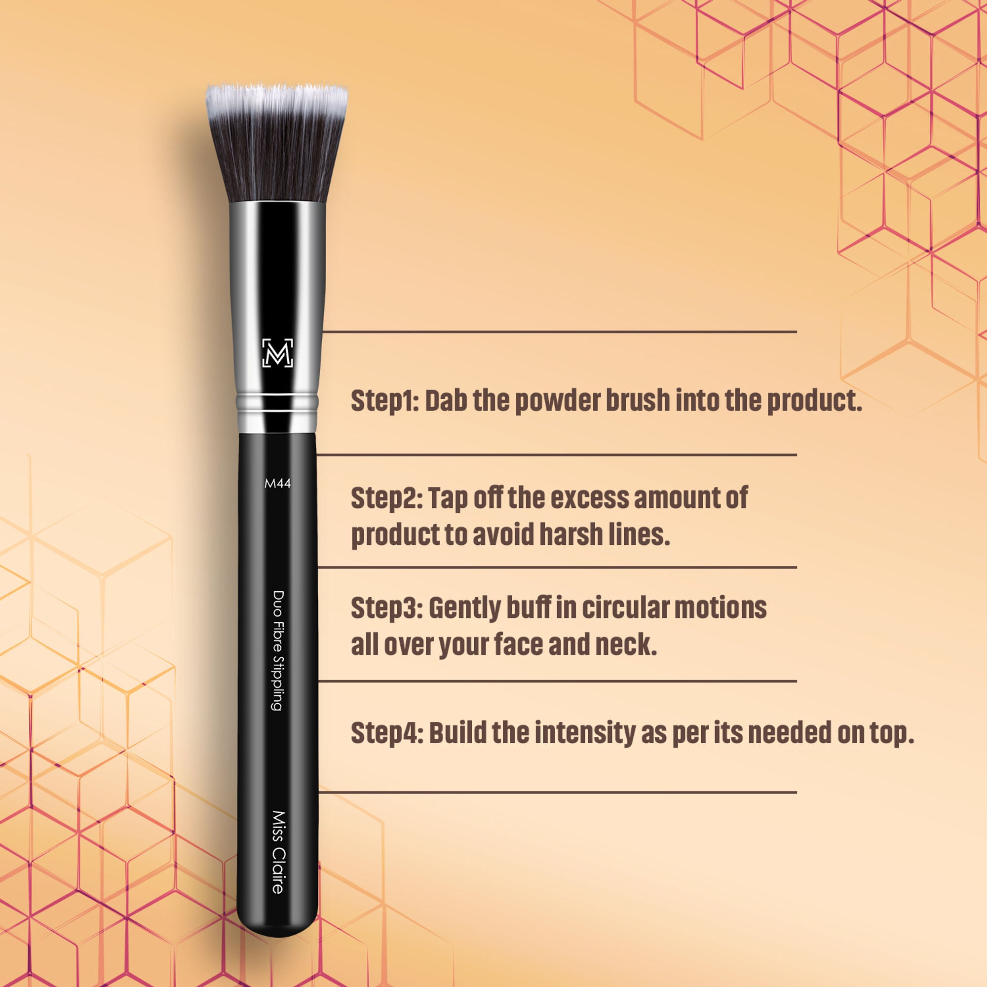 Miss Claire M44 - Duo Fibre Stippling Brush - Chrome