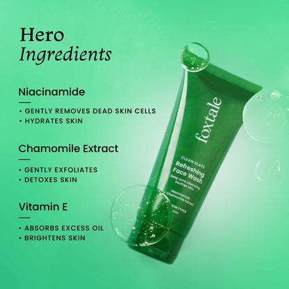 Foxtale Refreshing Face Wash For Deep Cleansing with Niacinamide - Hydrates & Brightens Skin - Distacart