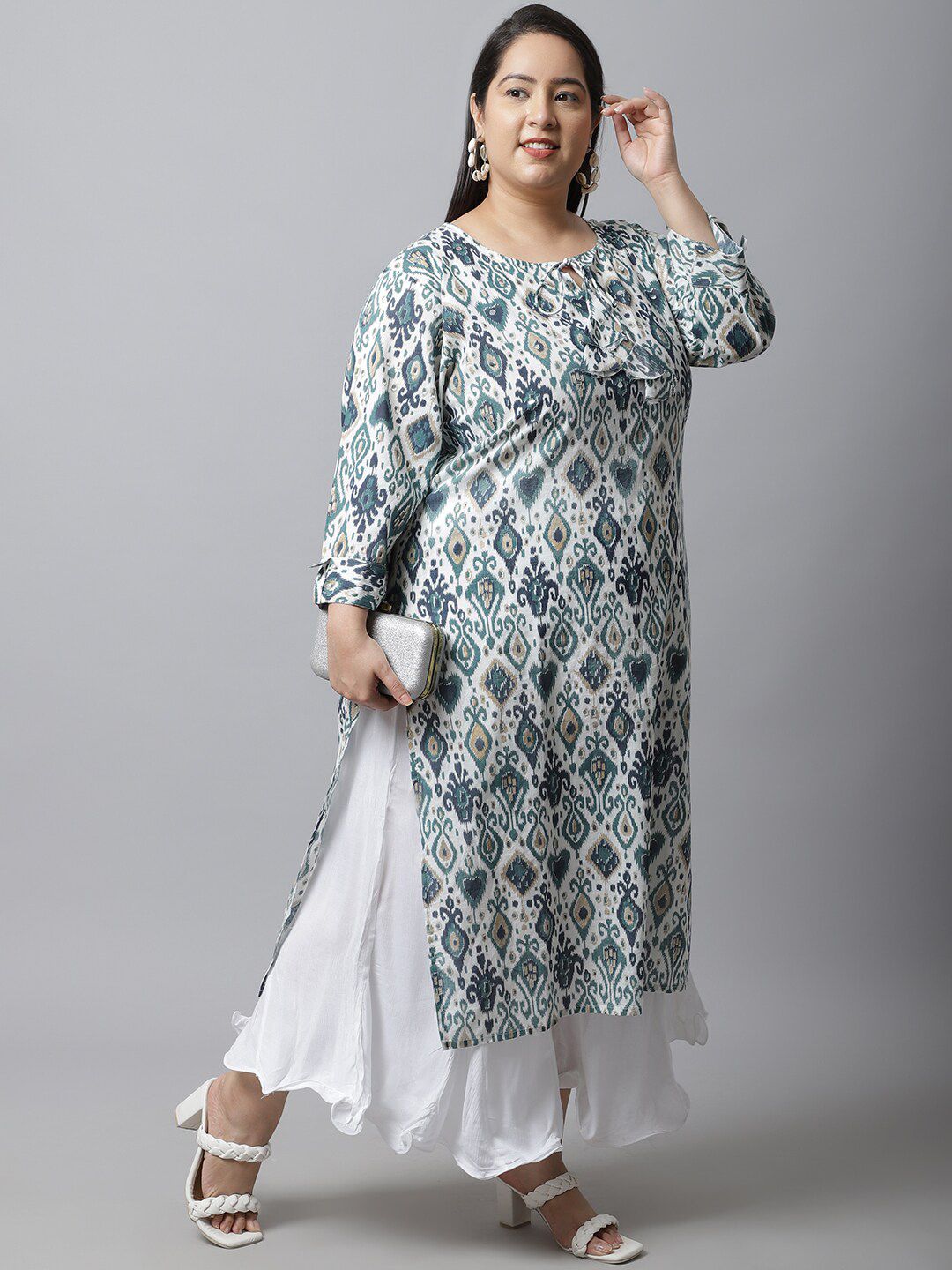 TAG 7 Women White Plus Size Flared Ethnic Palazzos - Distacart