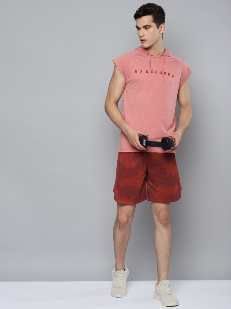 Alcis Men Pink Typography Printed Slim Fit Running T-shirt - Distacart
