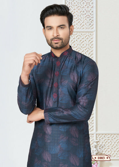 Joban Fashion Men's blue Cotton printed Kurta Pyjama set - Distacart