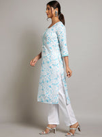 Thumbnail for Ode by House of Pataudi Floral Printed Sequinned Linen Kurta with Trousers & Dupatta - Distacart