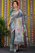 Thumbnail for Jyoti Fashion Women's Bottle Green Banarasi Silk Zari Woven Saree with Blouse - Distacart