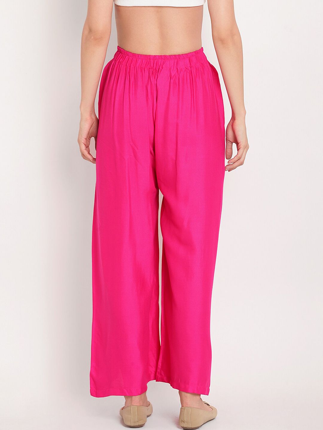TAG 7 Women Pink Solid Flared Palazzos
