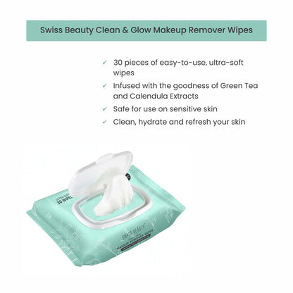Swiss Beauty Clean And Glow Makeup Remover Wipes - Distacart