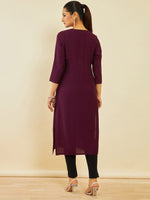 Thumbnail for Soch Floral Embroidered Embellished Straight Kurta - Distacart