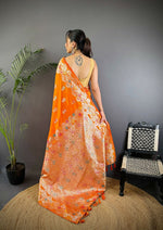 Thumbnail for Joban Fashion Meenakari Orange Woven Soft Silk Saree