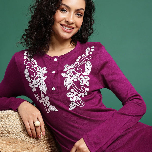 Sangria Paisley Embroidered Thread Work Kurta with Trouser - Distacart