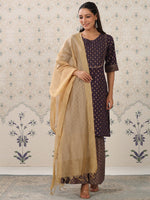Thumbnail for Ode by House of Pataudi Ethnic Motifs Printed Regular Gotta Patti Pure Cotton Kurta with - Distacart